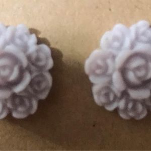 Resin light pink rose flower earrings